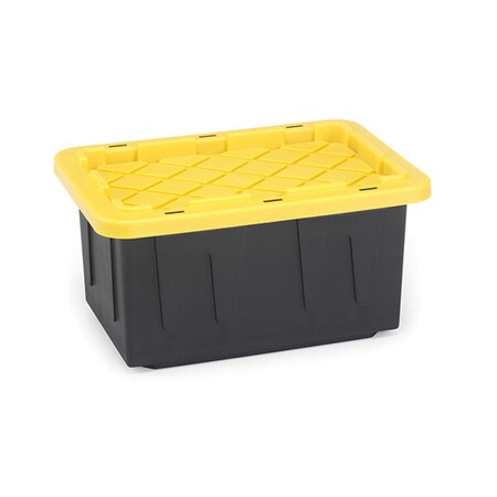 Homz Durabilt 12-1/4 in. H X 26 in. W X 17-3/4 in. D Stackable Storage Tote 4415BKYL.06